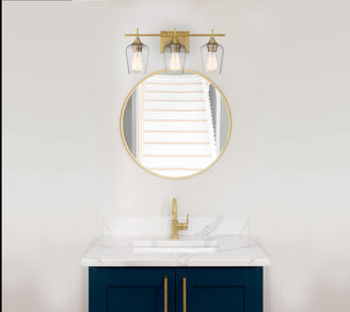 Octave Three Light Bath Bar in Warm Brass