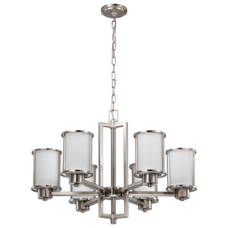 Odeon Six Light Chandelier in Brushed Nickel