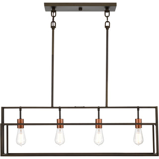 Lake Four Light Island Pendant in Forest Bronze / Copper Accents