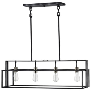 Lake Four Light Island Pendant in Iron Black / Brushed Nickel Accents