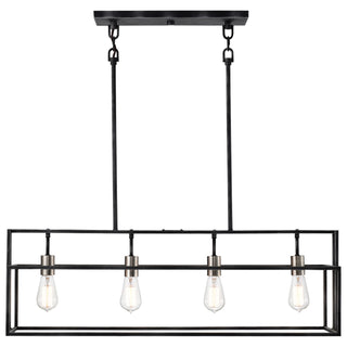 Lake Four Light Island Pendant in Iron Black / Brushed Nickel Accents
