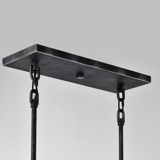 Lake Four Light Island Pendant in Iron Black / Brushed Nickel Accents