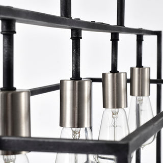 Lake Four Light Island Pendant in Iron Black / Brushed Nickel Accents