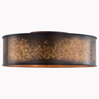 Kettle Three Light Flush Mount in Weathered Brass