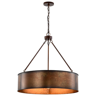 Kettle Five Light Pendant in Weathered Brass