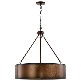 Kettle Five Light Pendant in Weathered Brass