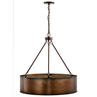 Kettle Five Light Pendant in Weathered Brass
