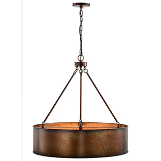 Kettle Five Light Pendant in Weathered Brass