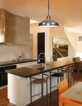One Light Hanging Lantern in Old Bronze / White Interior