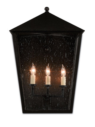 Bening Three Light Outdoor Wall Sconce in Midnight