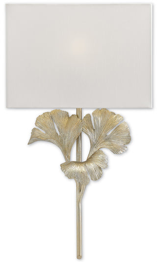 Gingko One Light Wall Sconce in Distressed Silver Leaf