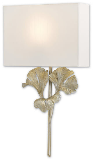 Gingko One Light Wall Sconce in Distressed Silver Leaf