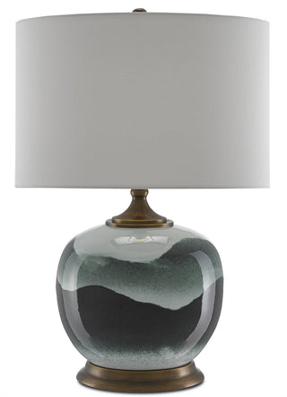 Boreal One Light Table Lamp in White/Green/Antique Brass
