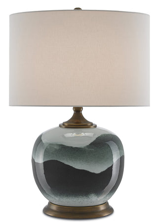 Boreal One Light Table Lamp in White/Green/Antique Brass