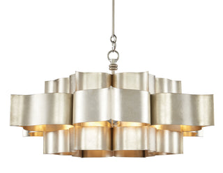 Grand Lotus Six Light Chandelier in Contemporary Silver Leaf