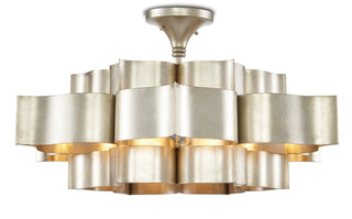Grand Lotus Six Light Chandelier in Contemporary Silver Leaf