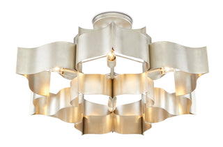 Grand Lotus Six Light Chandelier in Contemporary Silver Leaf
