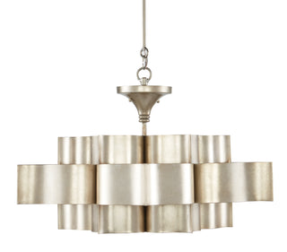 Grand Lotus Six Light Chandelier in Contemporary Silver Leaf