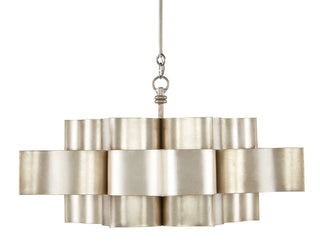 Grand Lotus Six Light Chandelier in Contemporary Silver Leaf