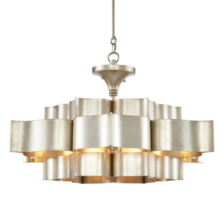 Currey and Company - 9000-0051 - Six Light Chandelier - Grand Lotus - Contemporary Silver Leaf