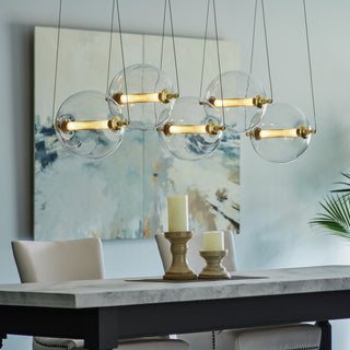 Otto Otto Sphere 5 Light Pendant in Black with Brass Accents