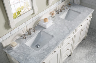 72 Inch Brittany Freestanding Vanity in Bright White / Carrara White Top