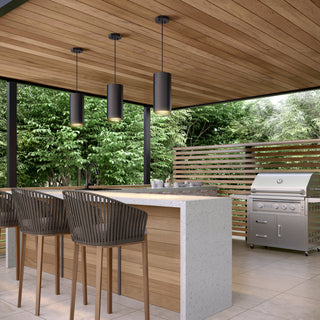 Searcy 1-Light Outdoor Hanging Pendant Powder Coated Black