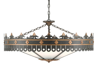 Currey and Company - 9000-0181 - Six Light Chandelier - Berkeley - Antique Gold/Moss Gray