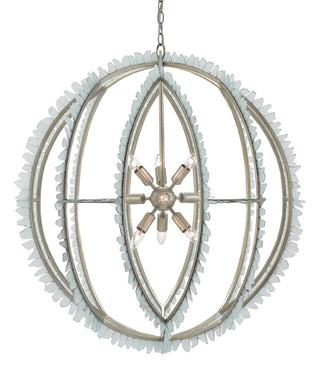 Currey and Company - 9000-0210 - Nine Light Chandelier - Saltwater - Seaglass/Contemporary Silver Leaf
