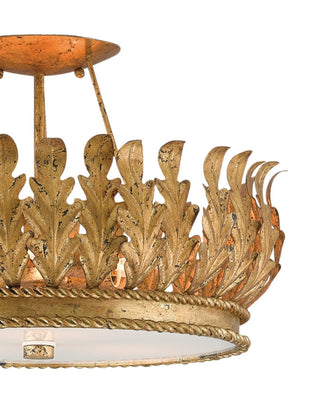 Biddulph Three Light Semi-Flush Mount in Gold Leaf