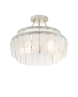 Vintner Three Light Semi-Flush Mount in Opaque White/Contemporary Silver Leaf