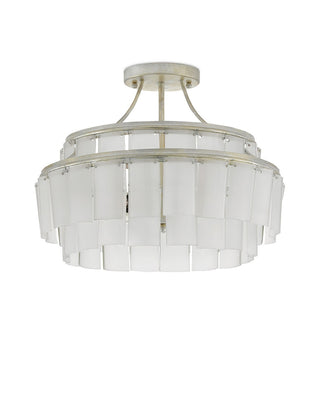 Vintner Three Light Semi-Flush Mount in Opaque White/Contemporary Silver Leaf