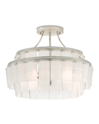 Currey and Company - 9999-0030 - Three Light Semi-Flush Mount - Vintner - Opaque White/Contemporary Silver Leaf