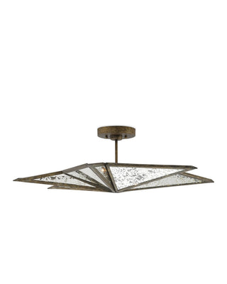 Stargazer Three Light Semi-Flush Mount in Antique Mirror/Pyrite Bronze