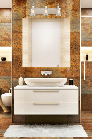 Lansing Three Light Bath Bar in Satin Nickel with Polished Nickel Accents
