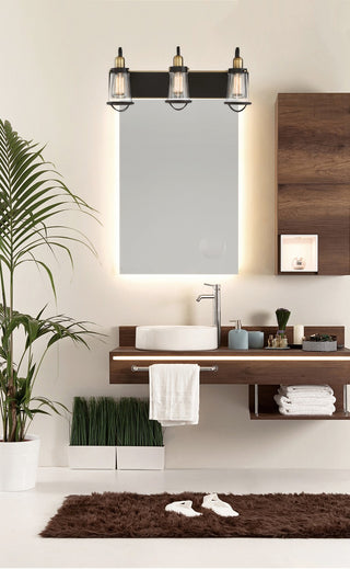 Lansing Three Light Bath Bar in English Bronze and Warm Brass