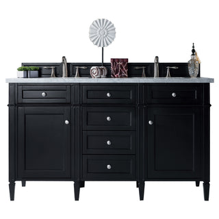 60 Inch Brittany Freestanding Vanity in Black Onyx / Eternal Jasmine Pearl Top