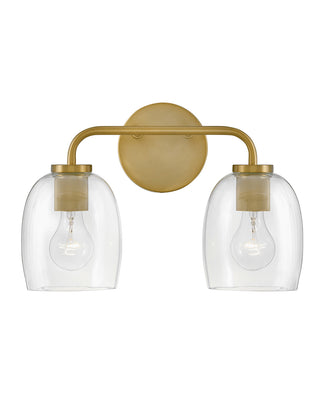 Percy Small Two Light Vanity in Lacquered Brass