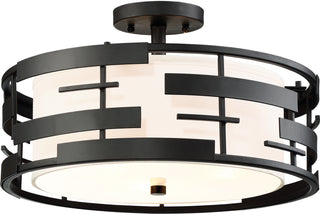 Lansing Three Light Semi Flush Mount in Midnight Bronze