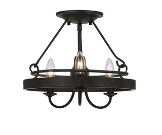 Helena Three Light Pendant in Texture Gray With Moroccan Bronze