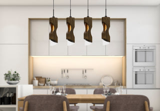 Zamora Four Light Island Pendant in Smoky Wood