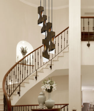 Zamora Five Light Pendant in Smoky Wood