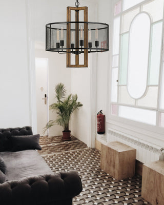 Monza Six Light Chandelier in Wood