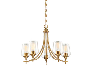Octave Five Light Chandelier in Warm Brass