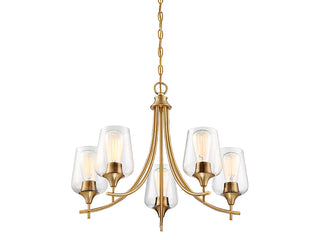 Octave Five Light Chandelier in Warm Brass