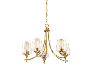 Octave Five Light Chandelier in Warm Brass