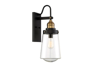 Macauley One Light Wall Mount in Vintage Black with Warm Brass