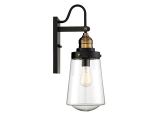 Macauley One Light Wall Mount in Vintage Black with Warm Brass