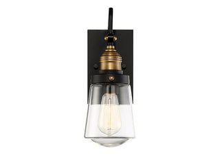 Macauley One Light Wall Mount in Vintage Black with Warm Brass