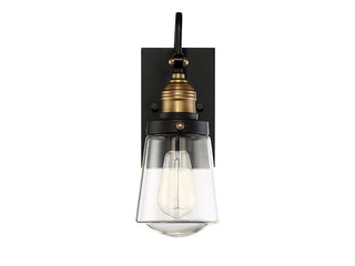 Macauley One Light Wall Mount in Vintage Black with Warm Brass